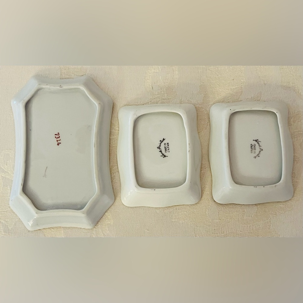 Elegant Vintage Floral Porcelain Hand Painted Japan Trinket Dishes - Picture 10 of 16